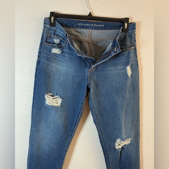 Articles of Society Blue Women's Ankle Skinny Slightly Distressed Denim Jeans 27 - Picture 6 of 16